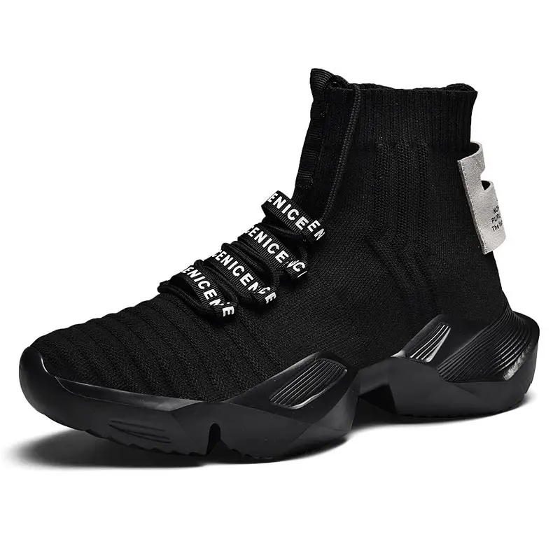 Chaussette de sport haute taille pour hommes, haut, botte de sport massive, baskets chaussettes pour hommes, chaussures de course blanches,