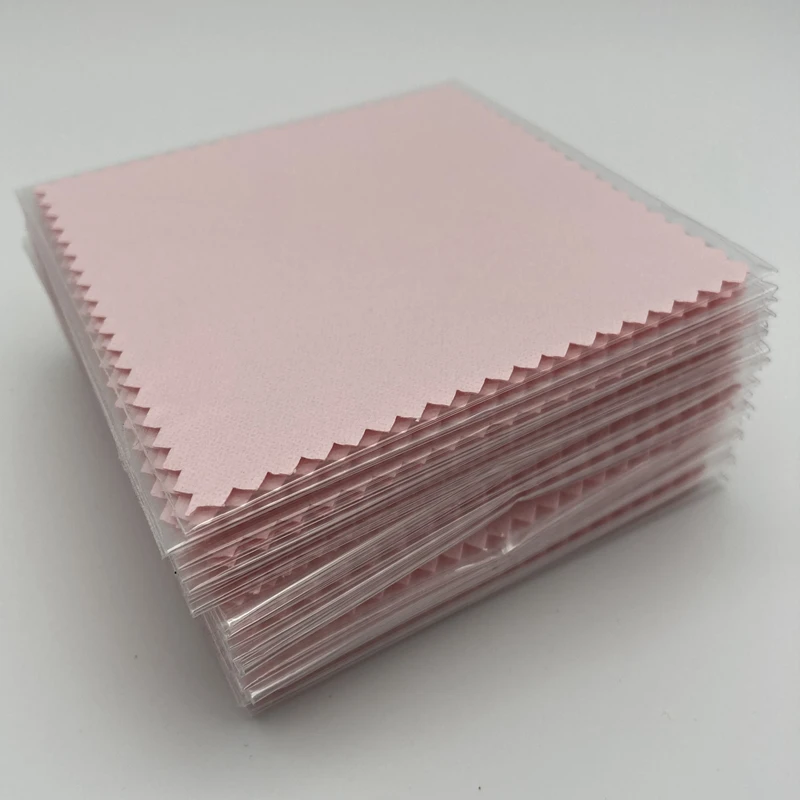 50pcs 8*8cm Silver Jewelry Polishing Cleaning Wiping Cloth Opp Bags Individual Packing Microfiber Suede Fabric Material