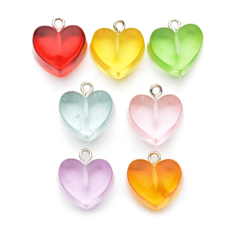 10pcs/lot Resin Simulated Resin Heart Candy Charms Pendant Jewelry Making DIY Necklace Accessories