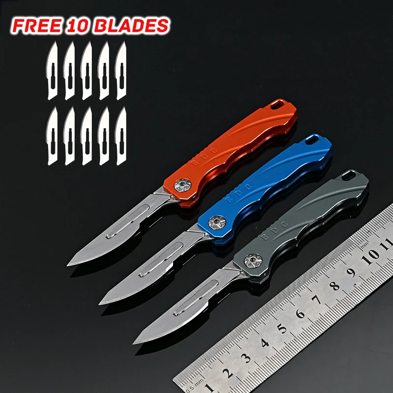 MINI Aluminum alloy Keychain Pocket Knife Emergency Key Medical Folding Knives EDC Portable Outdoor Utility Knifes Surgical Blad