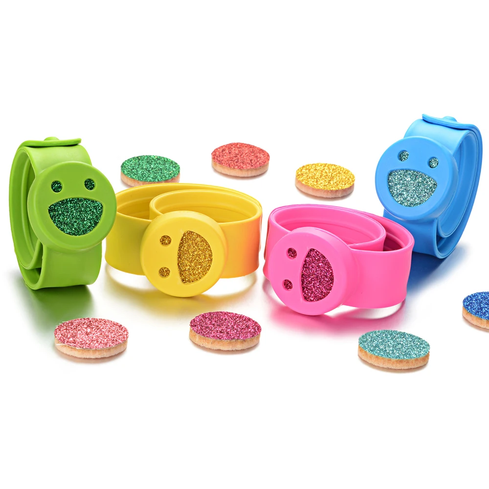 10pcs/Lot 8 Color Mixed Candy Kids Smile Silicone Slap Diffuser Bracelet Essential Oil Diffuser Silicone Bracelets for Children