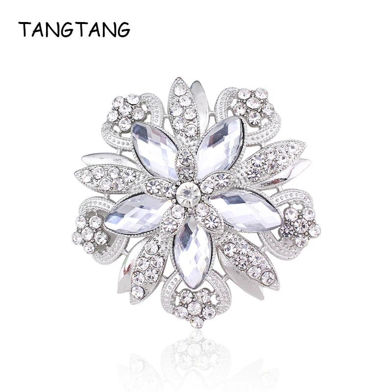 TANGTANG Large Brooch For Woman Acrylic Stone Petal Brooches Wedding Accessories Embellishment Pins Rhinestone Brooch Pins Trend