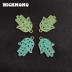 10pcs 29MM Retro Patina Plated Zinc Alloy Green Hand Charms Pendants For DIY Jewelry Accessories PJ008