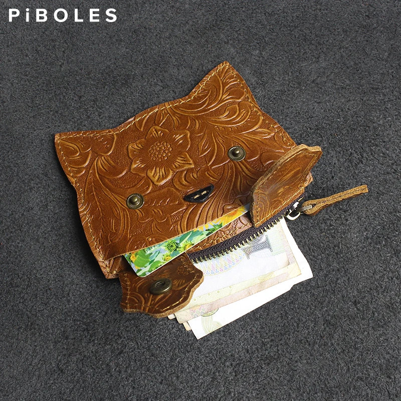 

Small Card Wallet For Child Handmade Genuine Leather Credit Bus Card Slot Portable Mini Coin Purse Cowhide Money Zipper Pocket