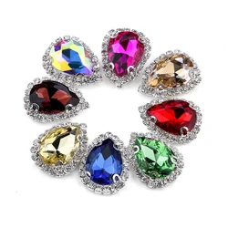 10pcs/50pcsa DR Shape Colorful Rhinestones Faltback Glass Crystal Buckle Sew On Stones Use For DIY Clothing Accessorie