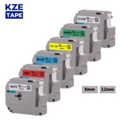 KZE 9mm/12mm Compatible Brother MK-231 MK-531 MK-631 MK-621 laminated strong adhesive label tapes for PT-80 PT-70 Label Maker