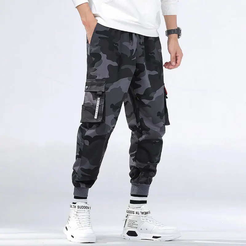 M-8XL Plus Size Camouflage Cargo Pants Men Fall Capri-Pants Brand Korean Ankle Banded Pants Camo Pants Camouflage Street Fashion