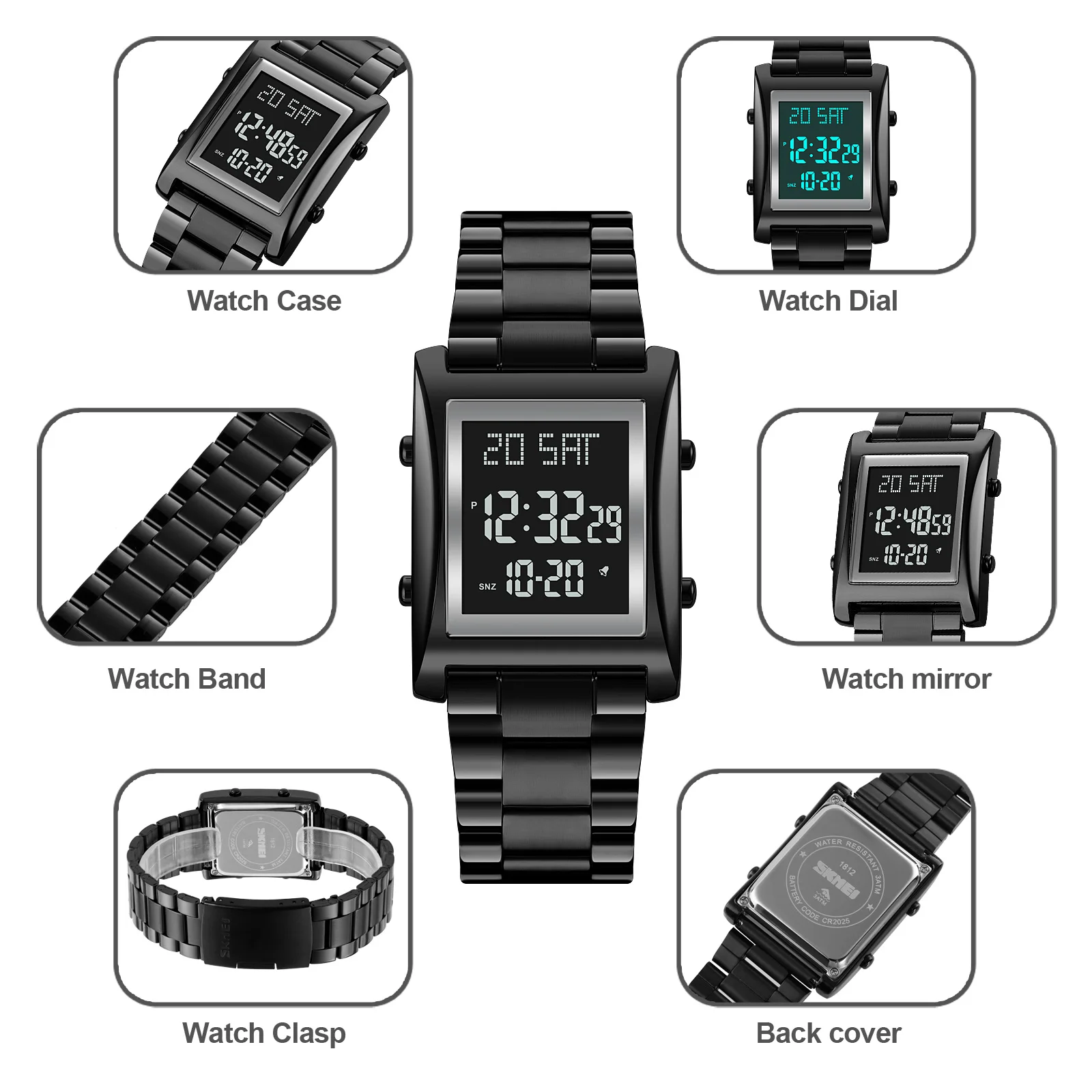 2023 SKMEI Man LED Digital Watch For Mens Stainless Steel Luminous Waterproof Male Wristwatch Electronic Clock Relogio Masculino