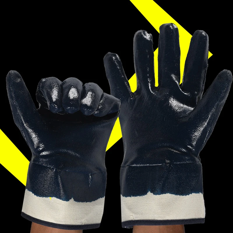 Nitrile Gloves Dark Thicken Rubber Glove Waterproof Oil Resistant for Gas Station Working Safety Protection Safety Gloves