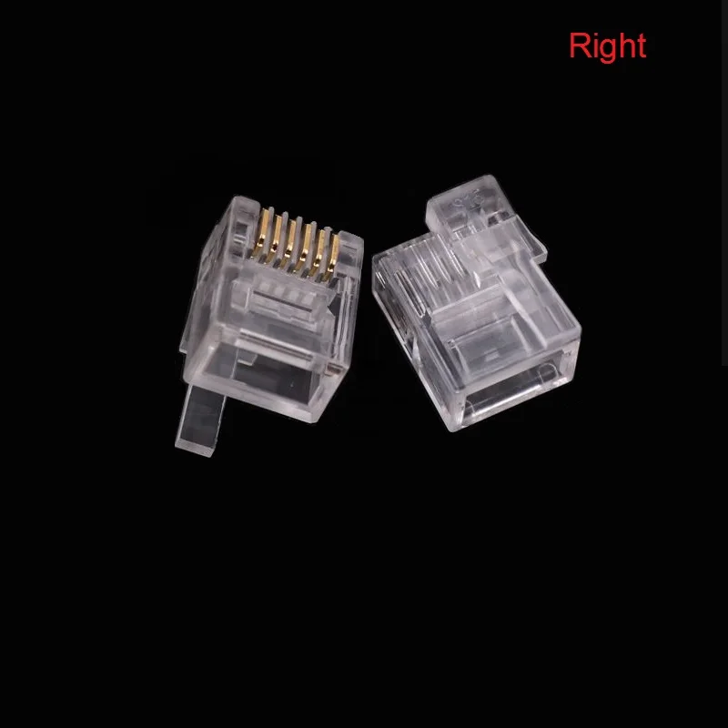 Conector RJ11 RJ12 6P6C, Conector de Cable de hebilla derecha, enchufe de Cable EV3 NXT DIY, cabeza de cristal, 50 unidades por lote