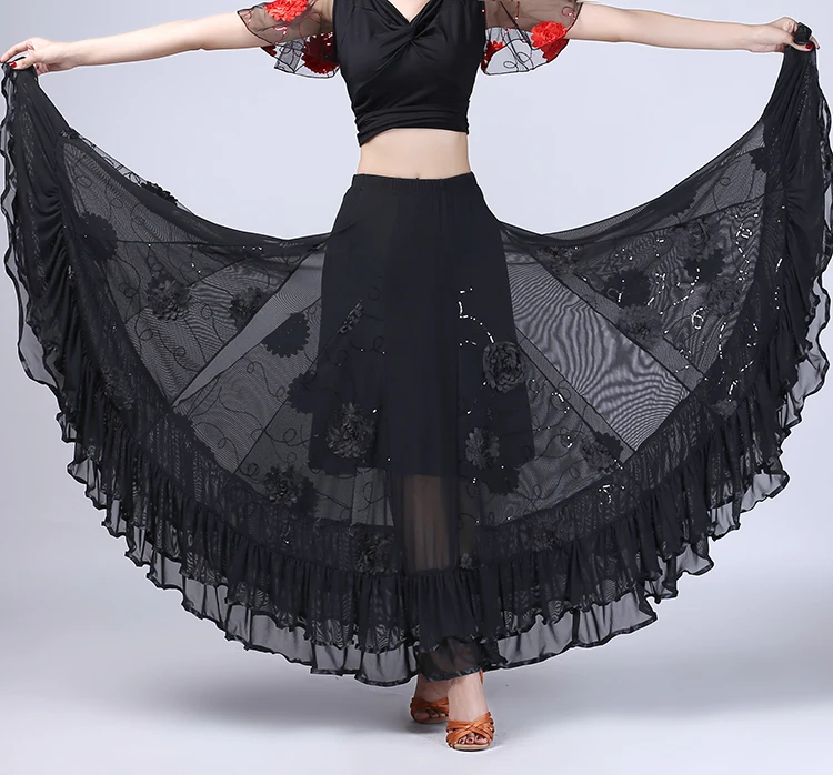 Women Modern Waltz Stage Performance Dancing Clothes Multi Color Practice Bust Dance Skirt Ballroom Tango Dance Wear Long Skirts