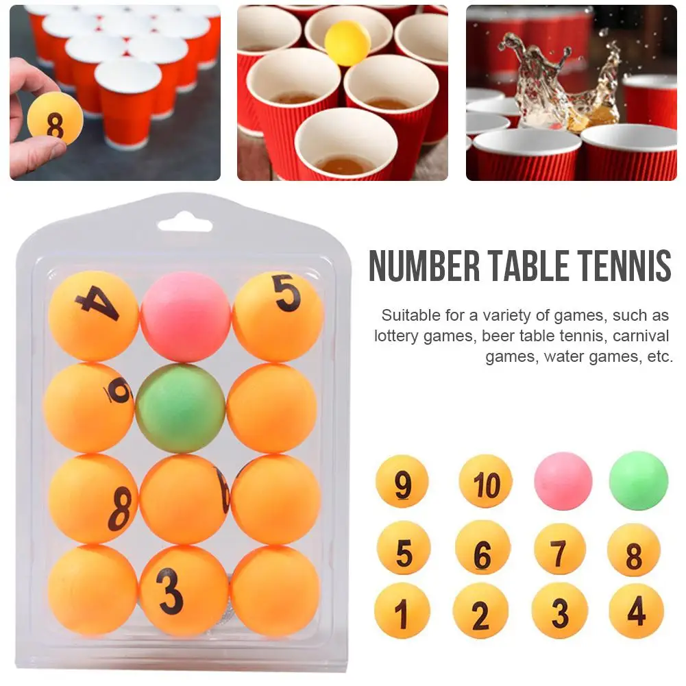 

12PCS Number Table Tennis Entertainment Colorful Ping Pong Balls Numbered Beer Pong Raffle Ball For Table Tennis Training Games