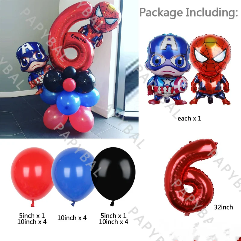 17Pcs Disney Super Hero Party Balloons Spiderman Captain America Foil Balloon Baby Shower Birthday Party Decorations Kids Gifts