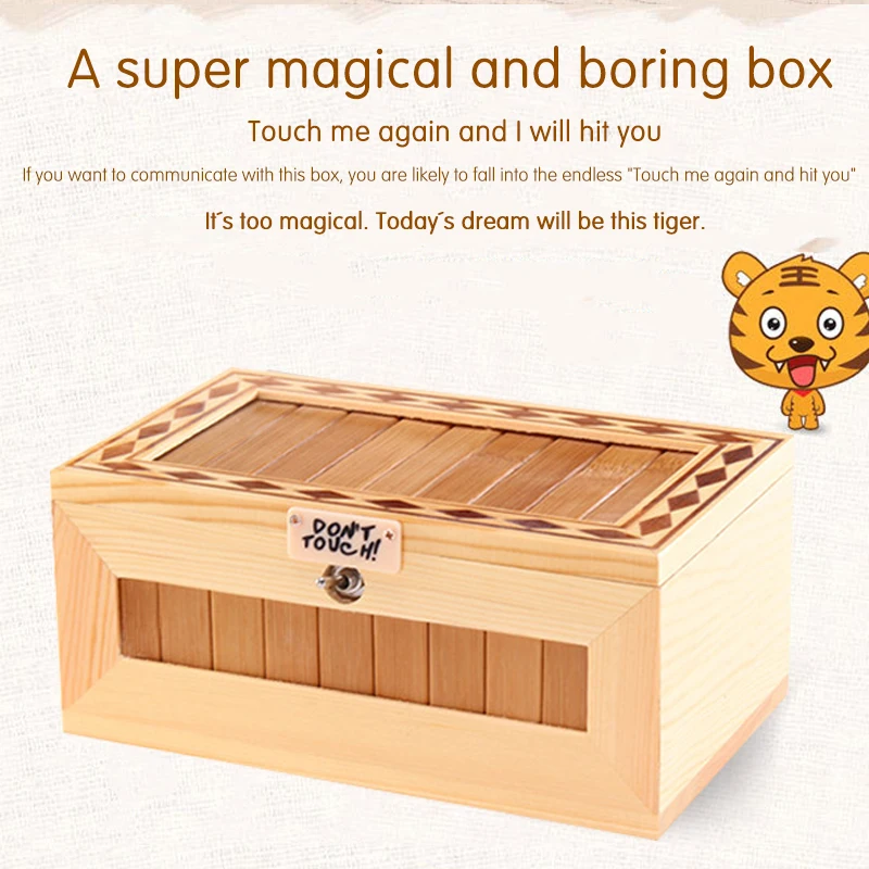 Wooden Electronic Useless Box Stress-Reduction Funny Tiger Tricky Toys Interactive Toy Desk Decoration Antistress Toys Boy Gift