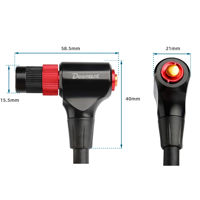 Bicycle Pump Adaptor Fits Schrader Presta W/ 1.2m Hose Anodized CNC-machined Alloy Nozzle F/V A/V Valve Compatible