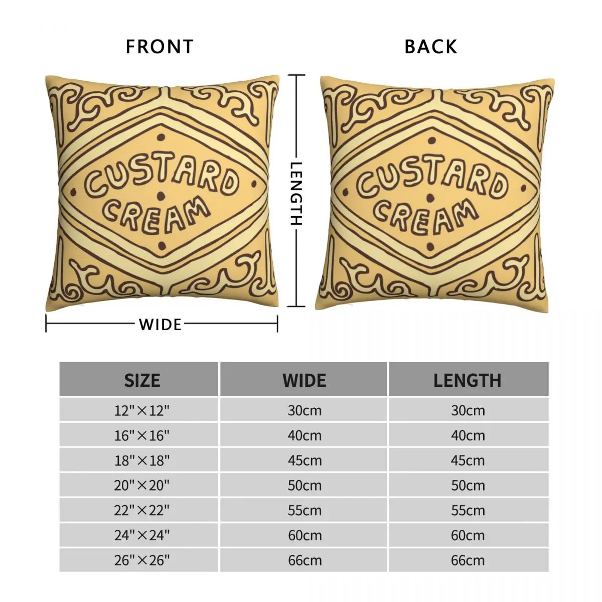 Custard Cream British Biscuit Square Pillowcase Polyester Linen Velvet Creative Zip Decor Home Cushion Cover