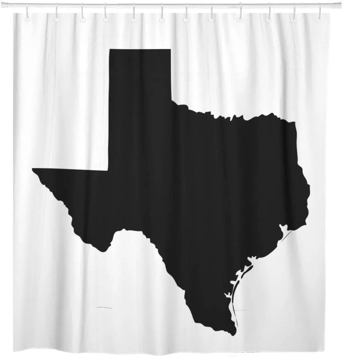 Houston Map of The U State Texas Black Outline Shower Curtain Waterproof Fabric 60 x 72 Inches Set with Hooks