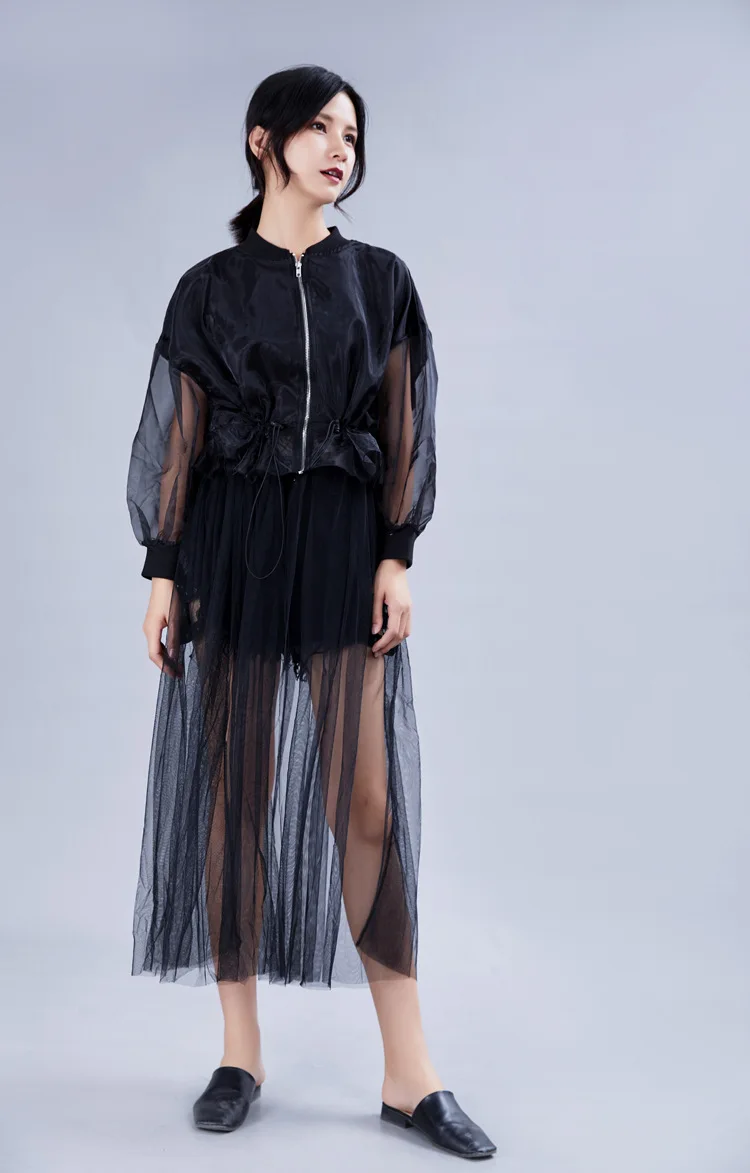 2021 Urban Leisure Spring Loose And Thin Fairy Long Skirt Female Fire Net Yarn Dress Bat Sleeve Fairy Skirt Fake Two Pieces