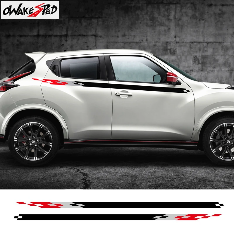 

Racing Lattice Stripes Car Body Waist Lines Decor Sticker For Nissan Juke Nismo Auto Door Styling Vinyl Decals Car Accessories