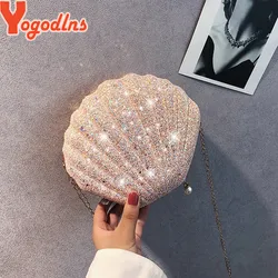 Cute Sequins Small Shell Bag Shoulder Handbags Phone Money Pouch Chain Crossbody Bags for Women