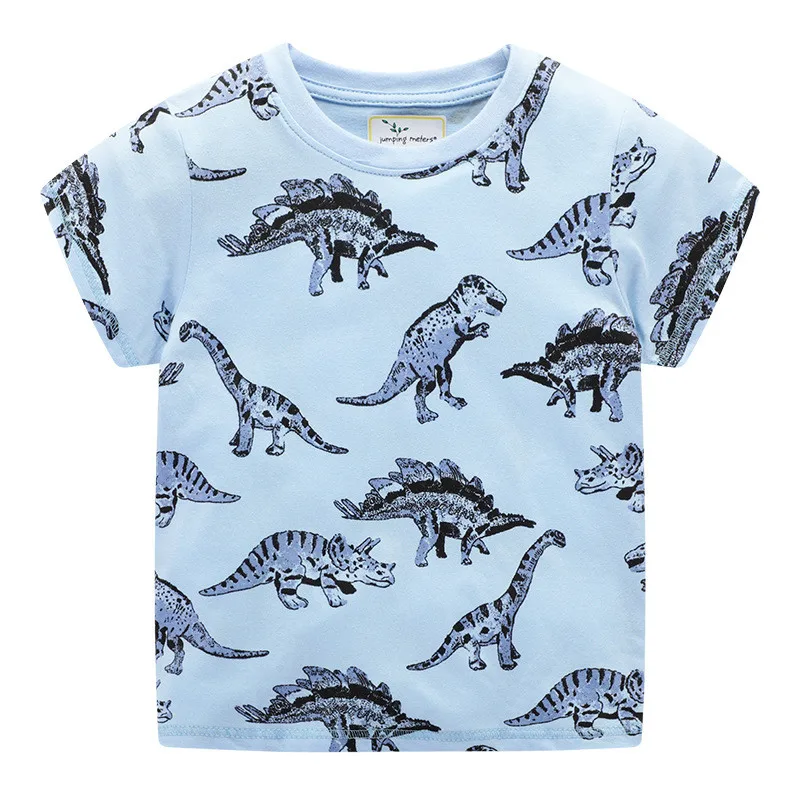 Jumping meters New Cartoon Animals Printed Baby Tees & Tops Summer Cotton Children Clothing Cute Fashion Boy T shirts Kids