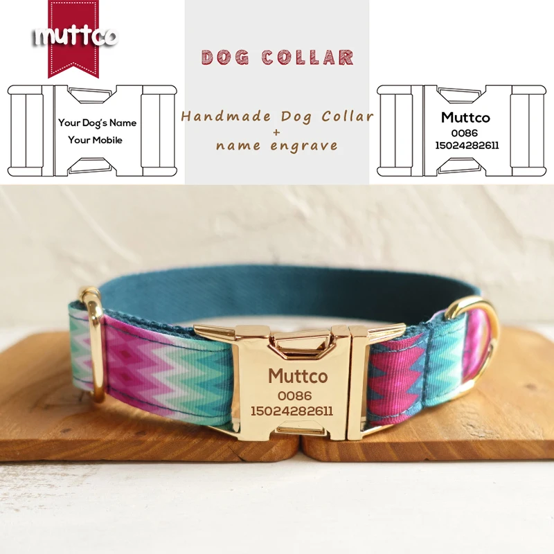 MUTTCO Engraved dog collar retailing cool self-design Anti-lost custom puppy name dog collar 5 sizes UDC010J