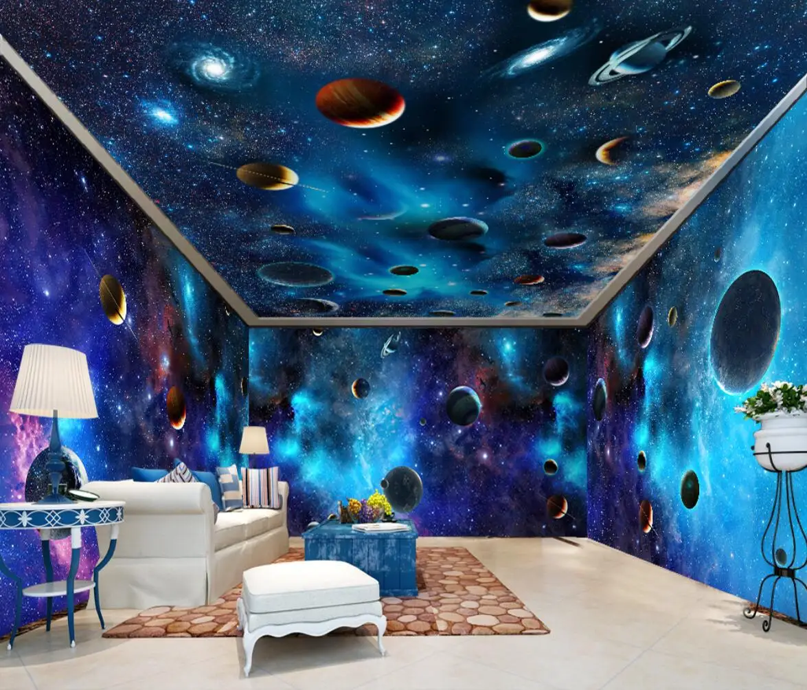 Custom Photo 3D Interstellar Starry Sky Milky Way Planet Mural Wallpapers Beibehang for Living Room Home Decor