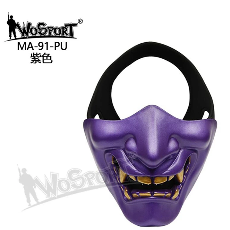 New Prajna Halloween Ball Devil Horror Female Adult Male Grimace Half Face Tactical Mask Game Cosplay Outdoor Mask Samurai Mask