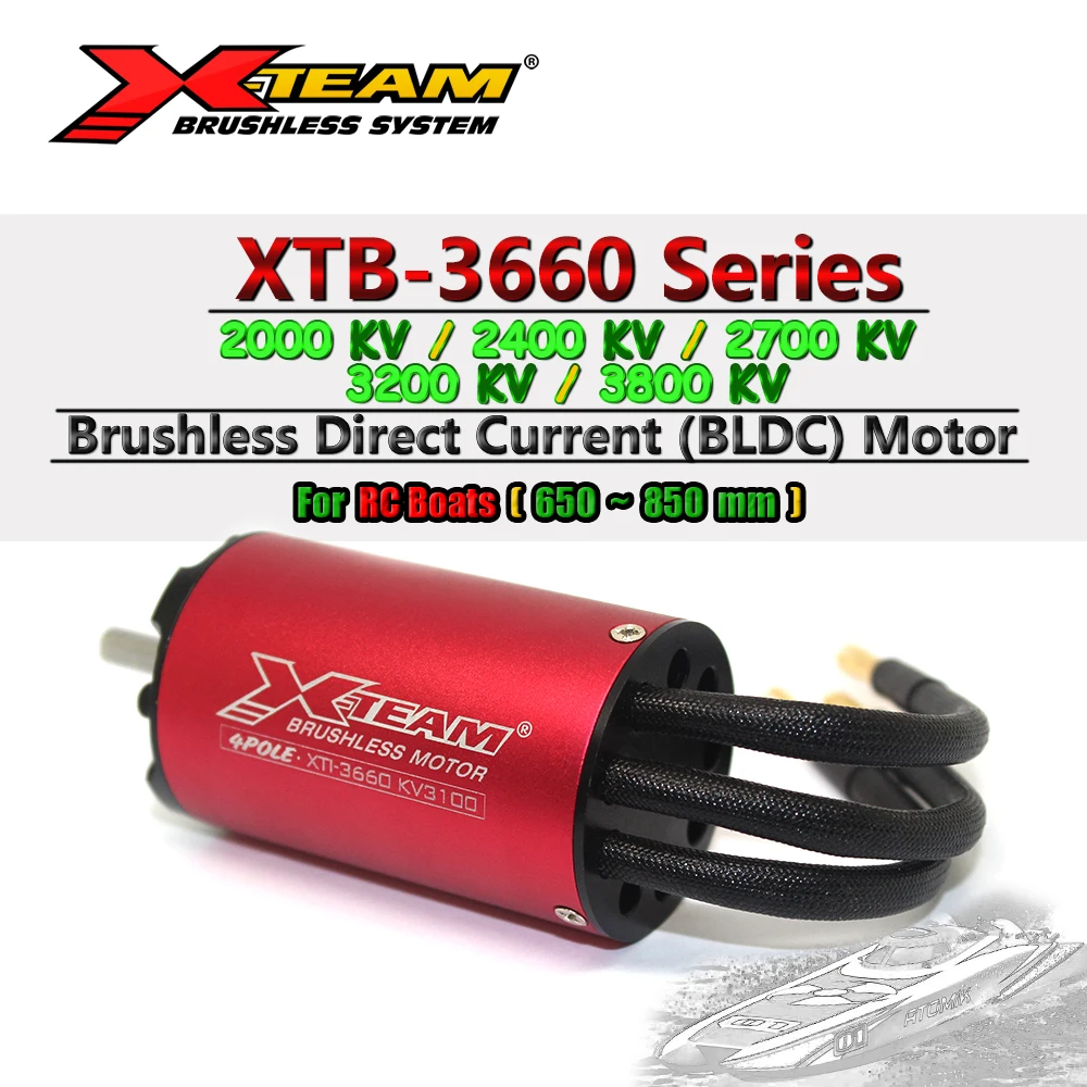 

X-TEAM XTB3660 3800KV 3200KV 2700KV 2400KV 2000KV 4-Poles Inrunner Brushless Motor for 650mm 850mm Remote Control RC Boats Refit