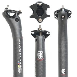 Selim de carbono 27.2//30.8/31.6mm matte/gloss 3k fibra carbono mtb/estrada bicicletas de fibra de carbono seat post luz tube350/400mm