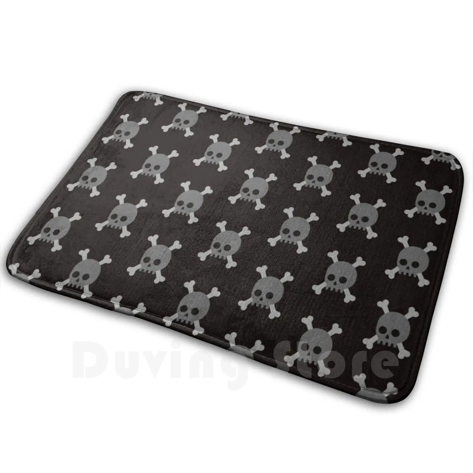 Skull And Crossbones Soft Non-Slip Mat Rug Carpet Cushion Cartoon Skull Pirate Skull And Bones Bones Halloween Scary