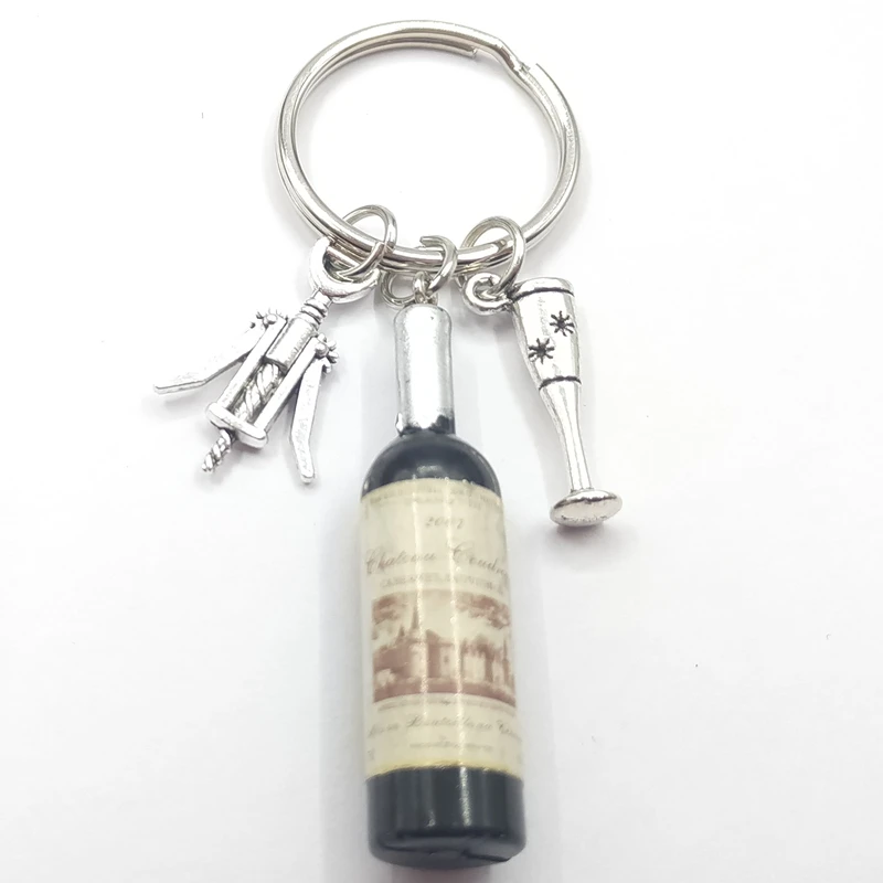 Fashion Wine bottle Charms Keychain Men Vintage Red Wine Bottle Key Ring Chain Jewelry Women Bag Car Trinket Gift Souvenirs