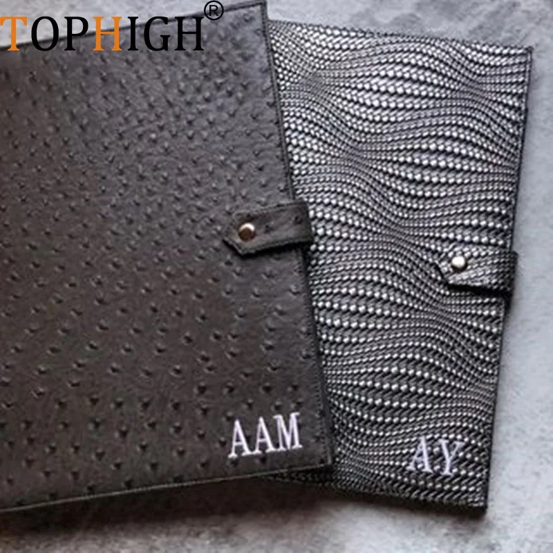 TOPHIGH nouvellement bureau femmes Crocodile autruche modèle pochette d'ordinateur en cuir fichier sac pour IPAD mode A4 papier Document dossier