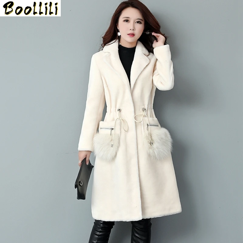 Sheep Shearing Boollili Fur Coat Natural Fur Pocket Decoration Winter Warm Wool Jackets For Women Natural Fur Coats