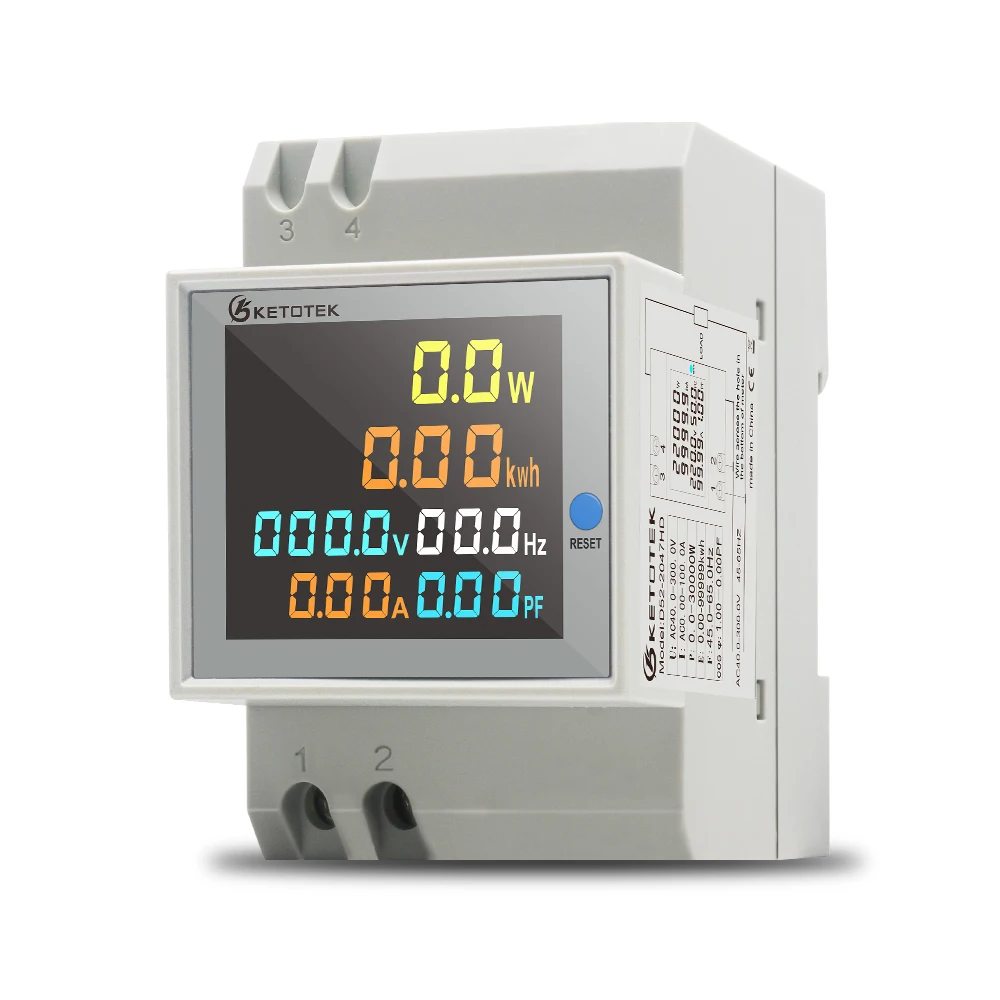 

Din Rail LCD AC Power Energy Kwh Meter 110V 220 V 0-100A Wattmeter Voltmeter Ammeter Voltage Current Factor Volt Amp Monitor