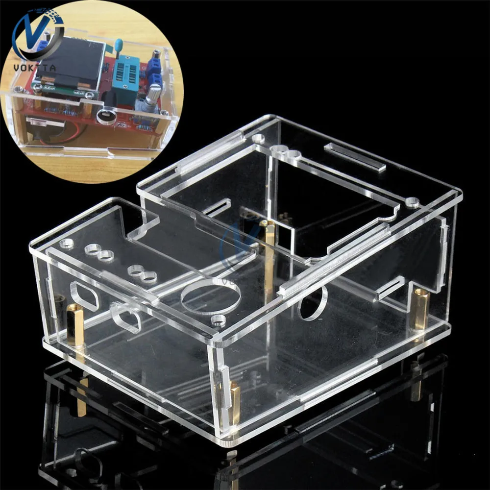 Mega328 Transistor Tester Case Shell Clear Acrylic LCR-T4 M328 Protect Cover DIY Kits Box Holder