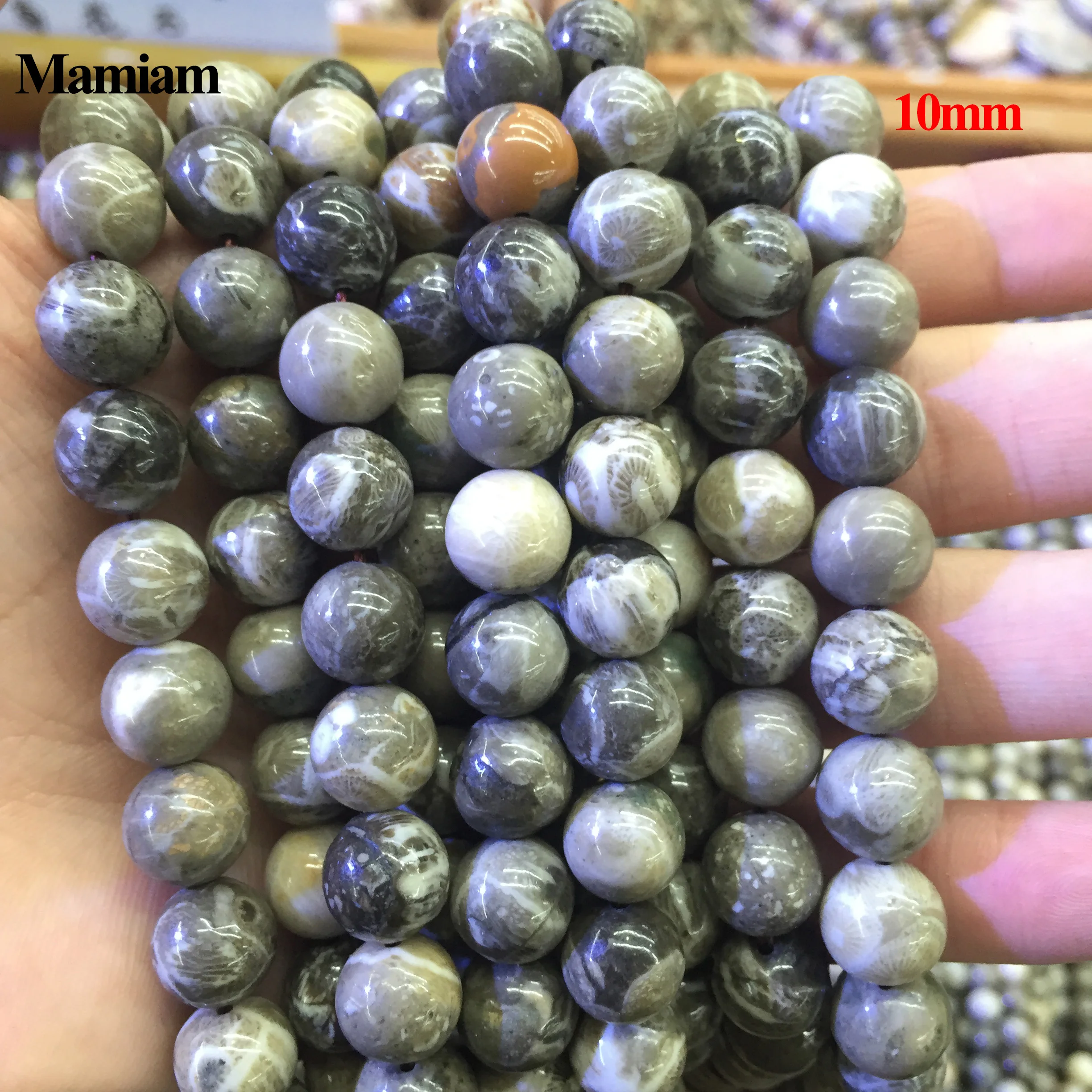 

Mamiam Natural A+ Coral Fossils Beads 6-10mm Smooth Loose Round Stone Diy Bracelet Necklace Jewelry Making Gemstone Gift Design