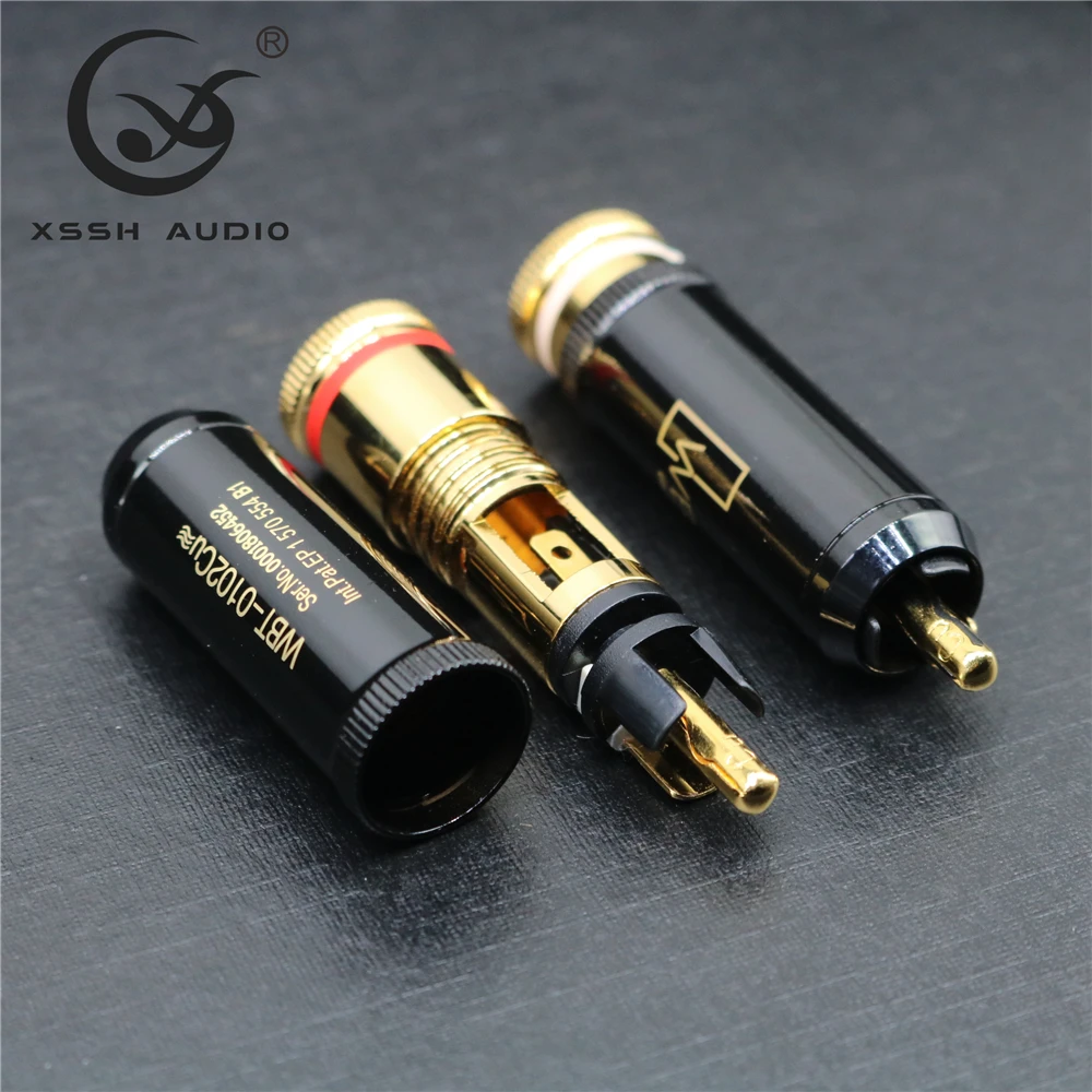 4 шт., разъемы RCA для аудио и видео, Hi-end HIFI XSSH OEM ODM DIY позолоченный ТВ-тюнер из чистой меди, штекеры RCA, выходные разъемы
