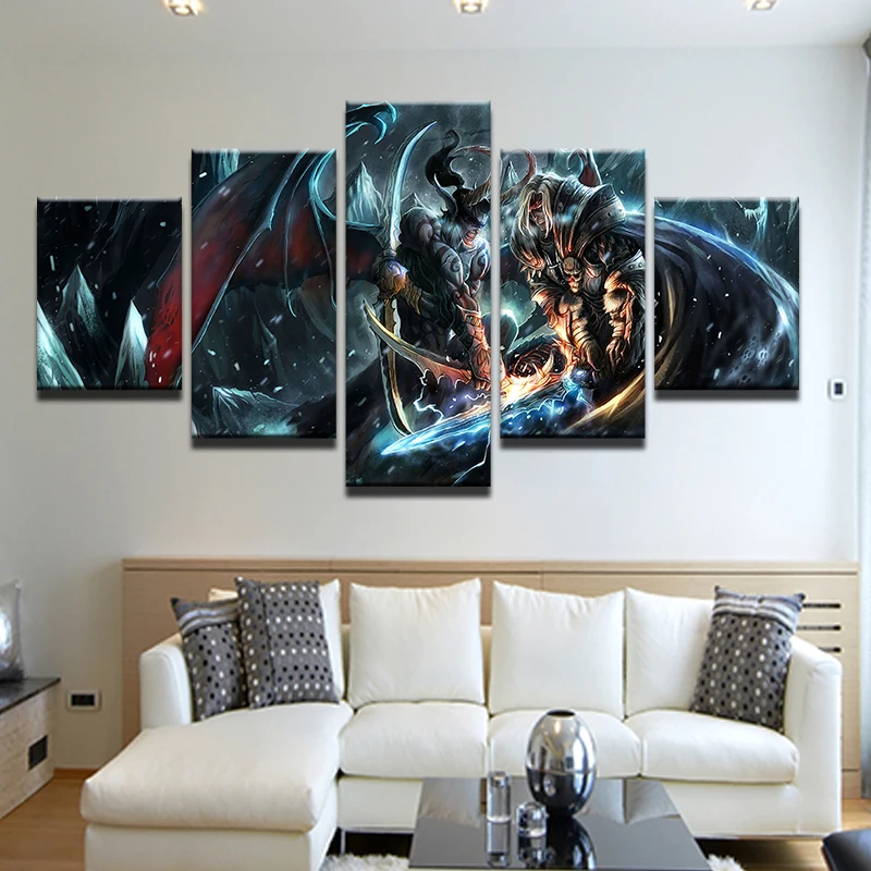 No Framed Canvas 5Pcs Game World Of Warcraft Wall Art Posters Prints Pictures Paintings Home Decor Decorations