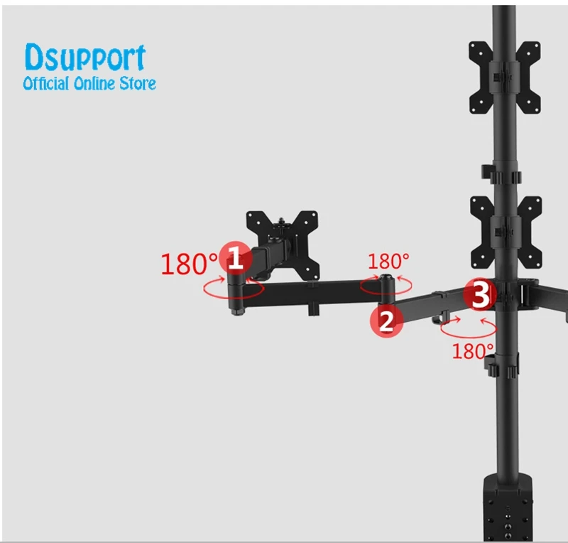 Imagem -02 - Braço do Quadrilátero Lcd Conduziu o Suporte Resistente da Montagem da Mesa do Suporte do Monitor Mais Suporte Livre Detém Quatro Telas até 27 Md6864 o