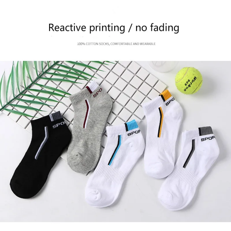 10 Pairs Men Socks Breathable Sports socks Solid Color Boat socks Comfortable Cotton Ankle Socks White Black