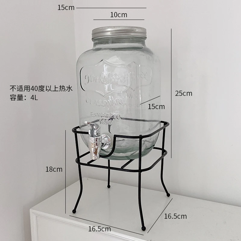 Large-capacity glass jar with faucet can be put in the refrigerator, sealed cold water bucket, summer lemonade container