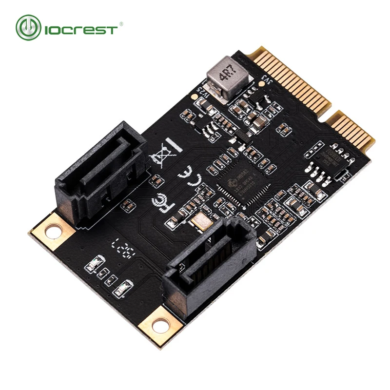 

IOCREST 2 порта SATA III полная высота Mini PCIE 3,0 Gen3 Высокоскоростной контроллер карта зеленый IO-MPE40150