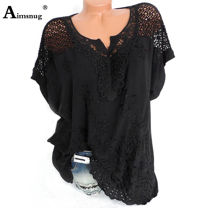 Biggest size S-6XL Women New Summer Hollow Solid Tops Batwing Sleeve Embroidery Female T-Shirt Streetwear Loose Ladies Tee Shirt