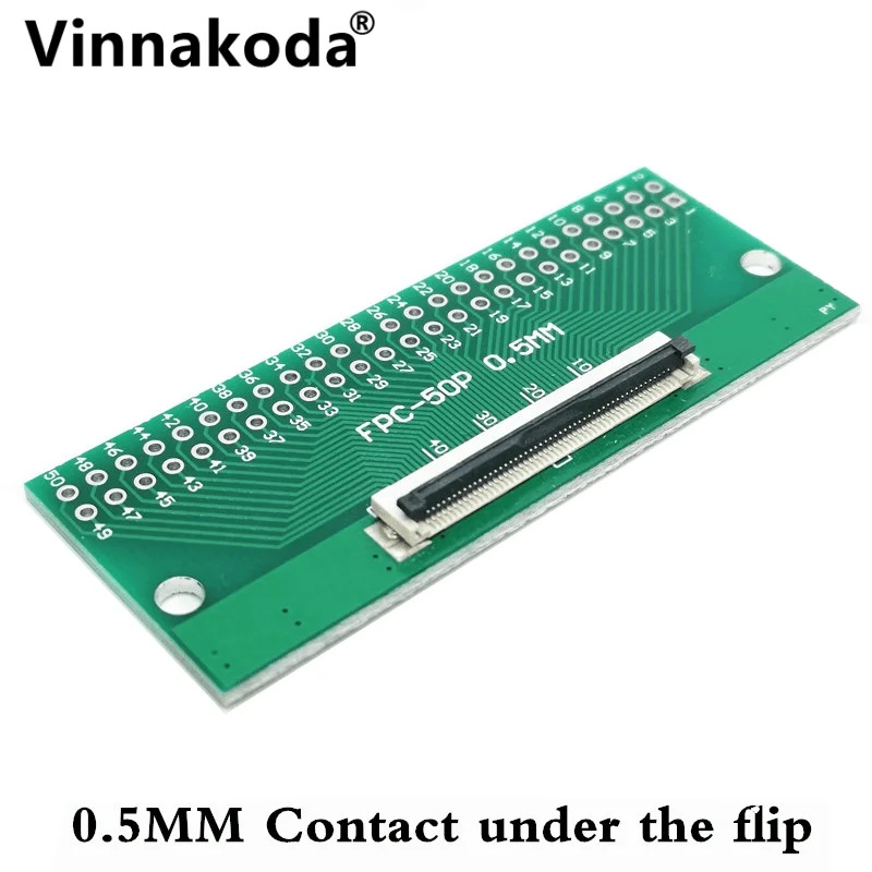 2PCS FFC/FPC adapter board 0.5MM-50P to 2.54MM welded 0.5MM-50P flip-top connector