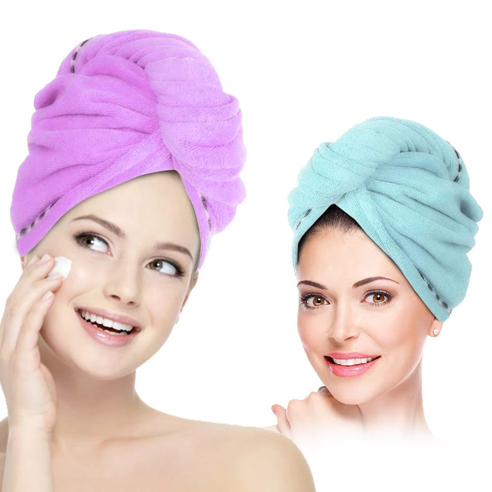 

Hair Towel Wrap Turban Microfiber Hair Drying Towels, Head Towel with Button,Quick Dry Super Absorbent for Women Girls hair