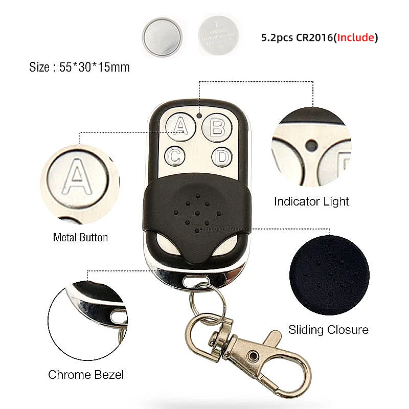 범용 차고 문 및 게이트 제어용 범용 무선 원격 제어 433MHz AC220V 2CH RF 릴레이 수신기 및 송신기