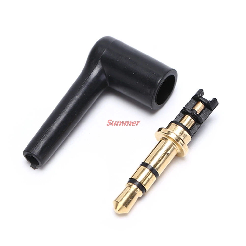 Practical 1/2pcs 3/4 Pole 3.5mm L-shaped stereo headphone Plug Repair Earphones Male 90 right angle degree Jack Soldering