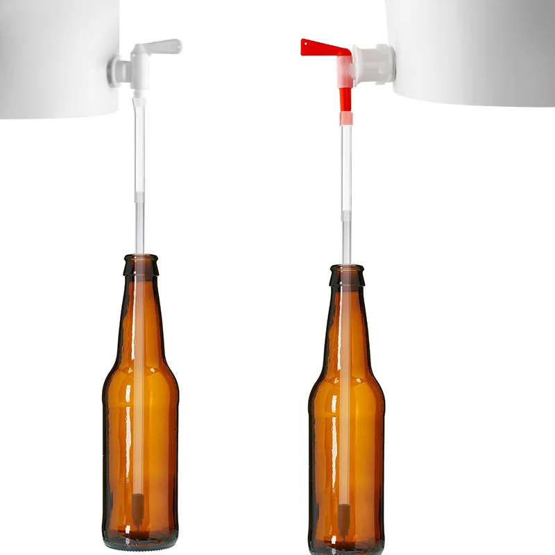 Relleno de botellas de cerveza con resorte para elaboración casera de vino, herramientas de relleno de cerveza transparente/azul de 33cm