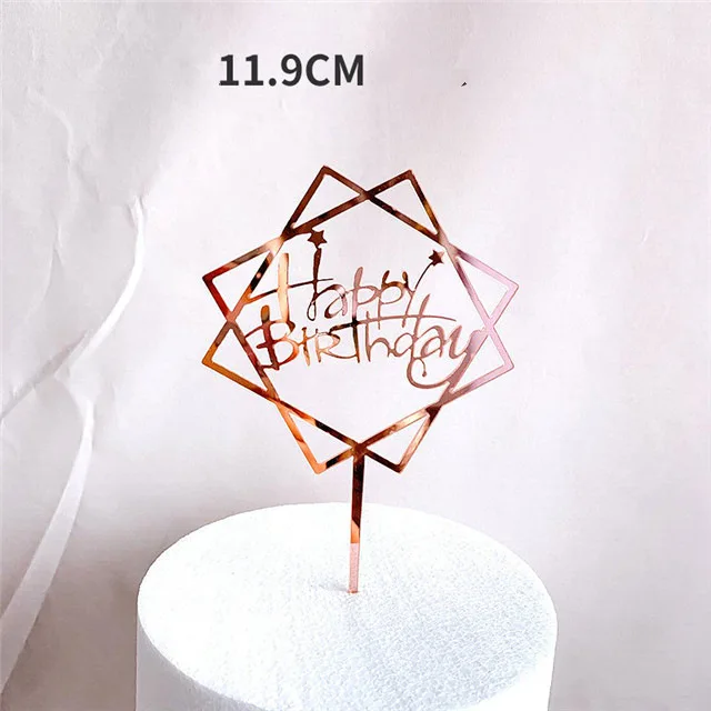Gold Silber Alles Gute zum Geburtstag Kuchen Topper Acryl Klassische Geburtstag Cupcake Topper Dessert Dekoration für Baby Dusche Kuchen Liefert – Detail 21